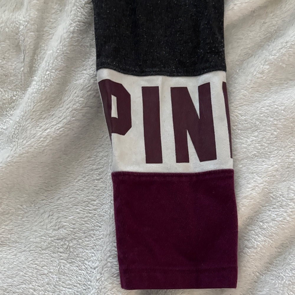 PINK Victoria's Secret Burgundy and White Quarter-Zip Pullover - Picture 10 of 15